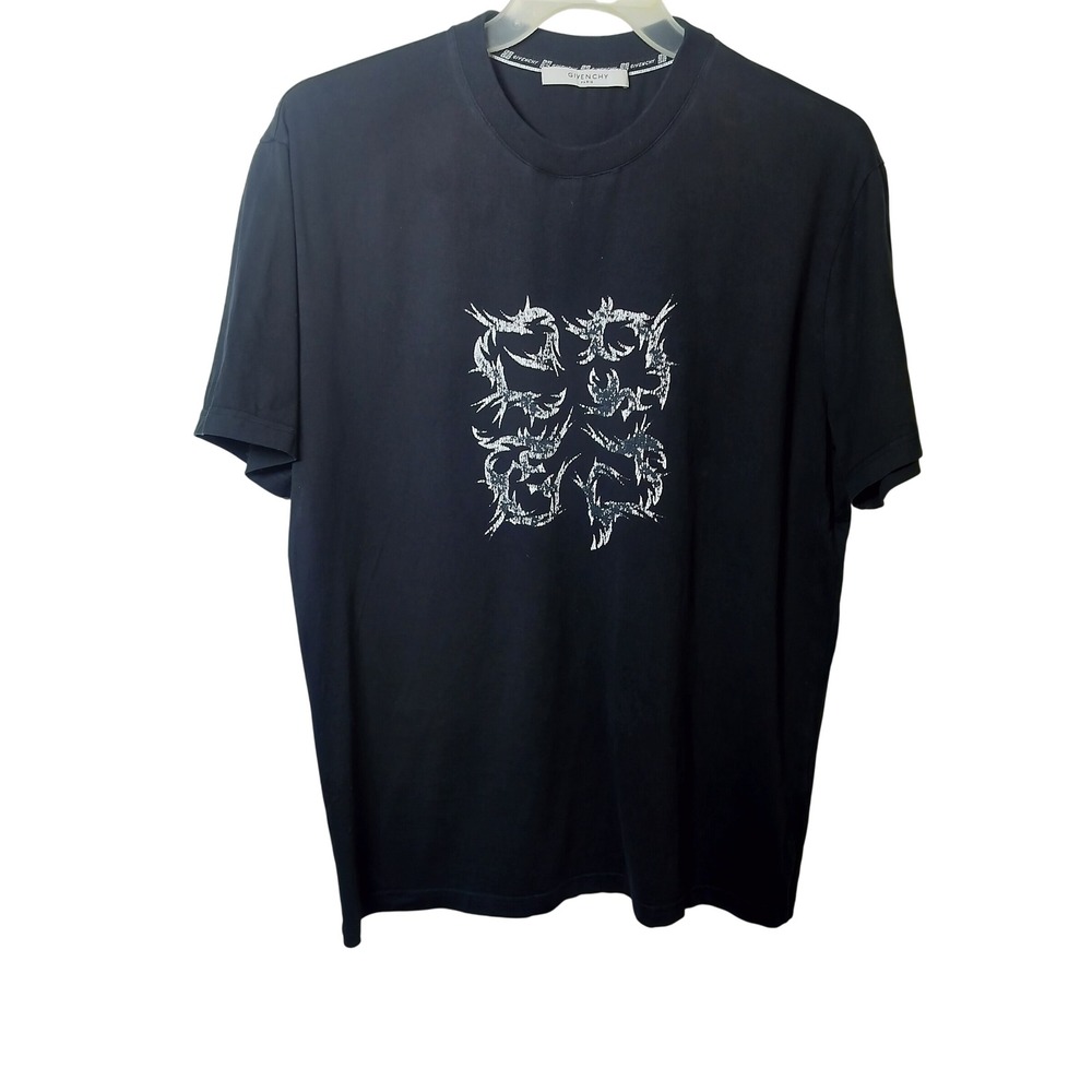 Givenchy Paris Black Barbed Wire Graphic Slim Fit T-Shirt XXL BM70KG3002